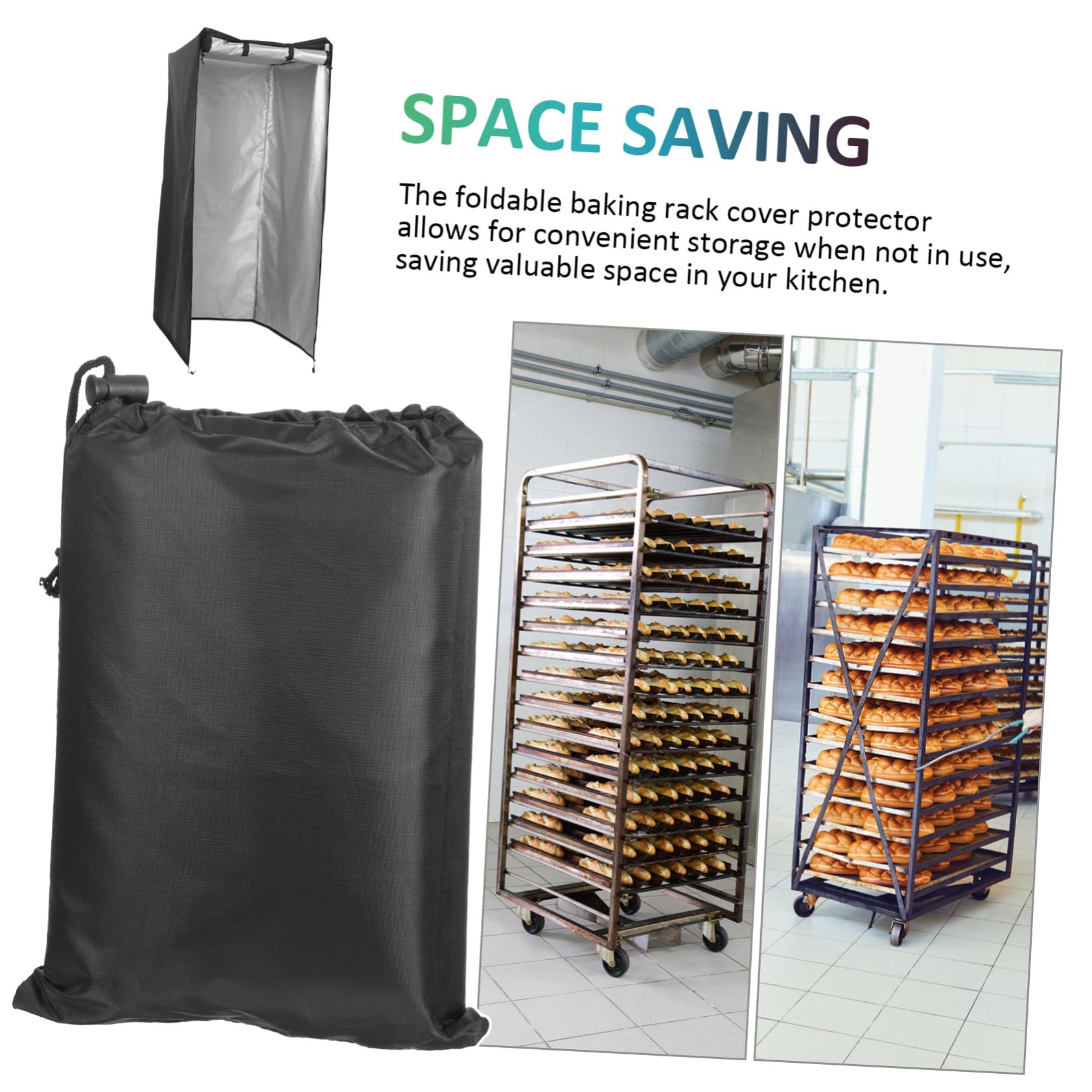 Copertura per Carrello Portateglie in Tessuto Oxford Nero Protezione Resistente e Pieghevole per Forni da Panetteria Facile da Installare con Chiusura Zip per Uso in Cucina e