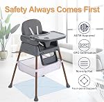 3 en 1 Chaise haute convertible bébé – Chaise de nourrisson réglable pour bébés & Chaise pour bébé moderne compacte avec plateau amovible & Harnais de sécurité, encre grise