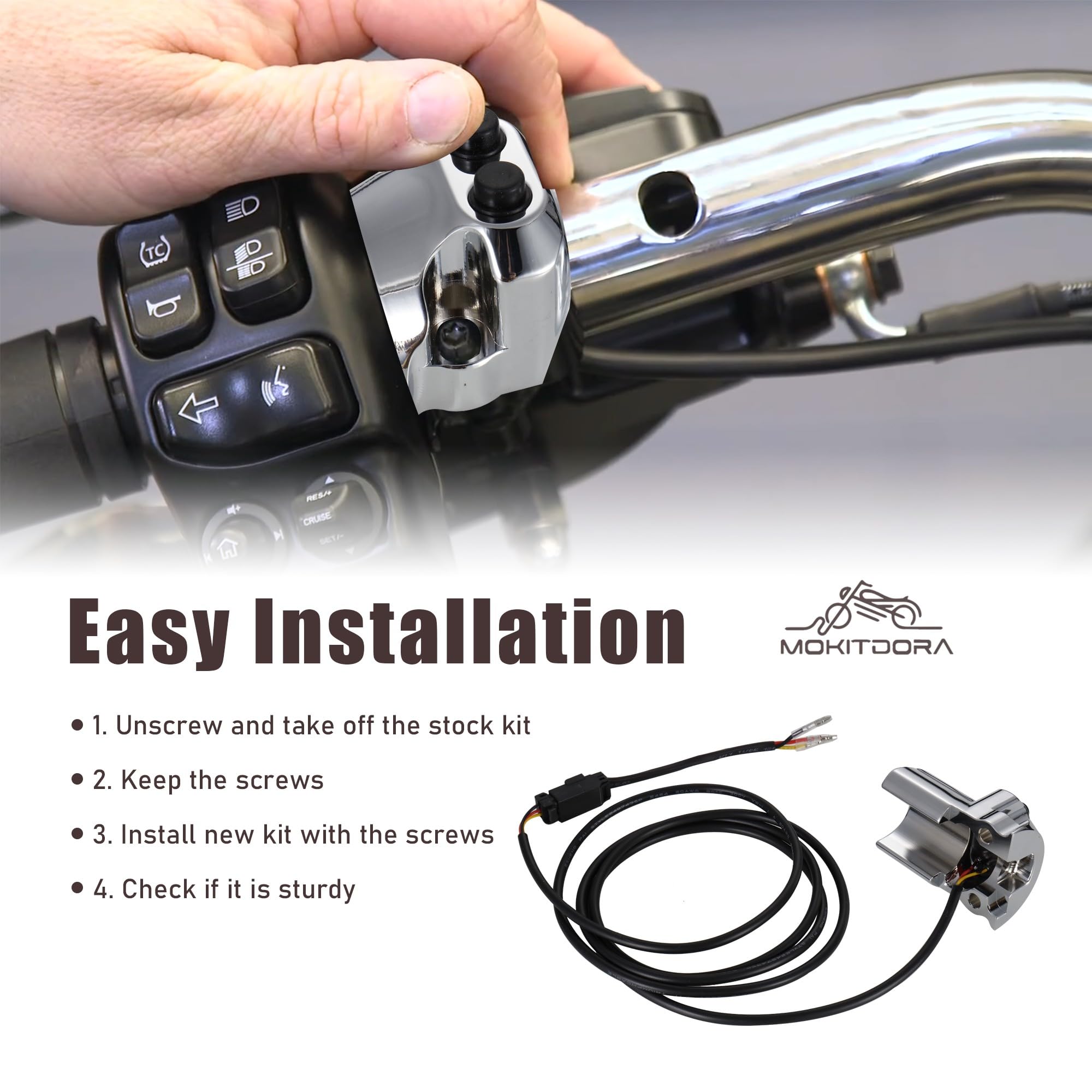 Air Ride Suspension Control Kit For Harley Electra Glide 1'' Handlebar