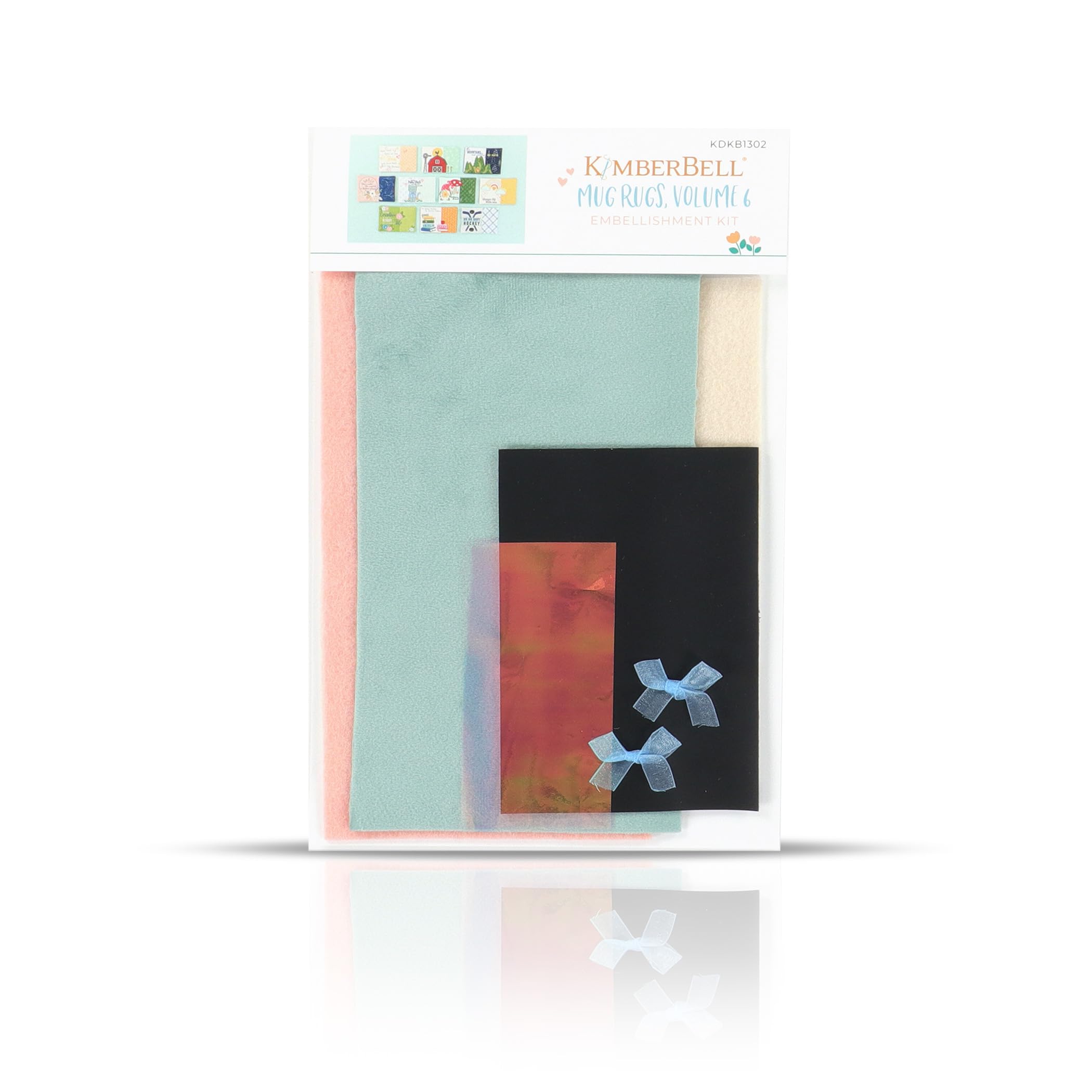 Kimberbell Mug Rugs Vol. 6 Embellishment Kit - Embellishments for Crafting Kit, 7pcs Set w. Velvet, Bows and Embroidery Leather, Embroidery Supplies, Quilting Embellishments