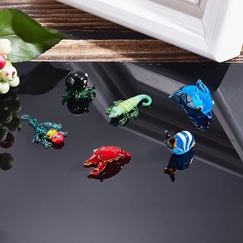 Miniatura 5 de 6 figuras de cristal coleccionables, arte de vidrio soplado, arte soplado a mano en miniatura, arte de cristal soplado coleccionable, miniatura