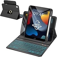 Vista 16 de OYEEICE Funda para iPad de 9ª generación con teclado de 10.2 pulgadas 2021, teclado BT desmontable con magnético, funda para iPad Air de 3ª