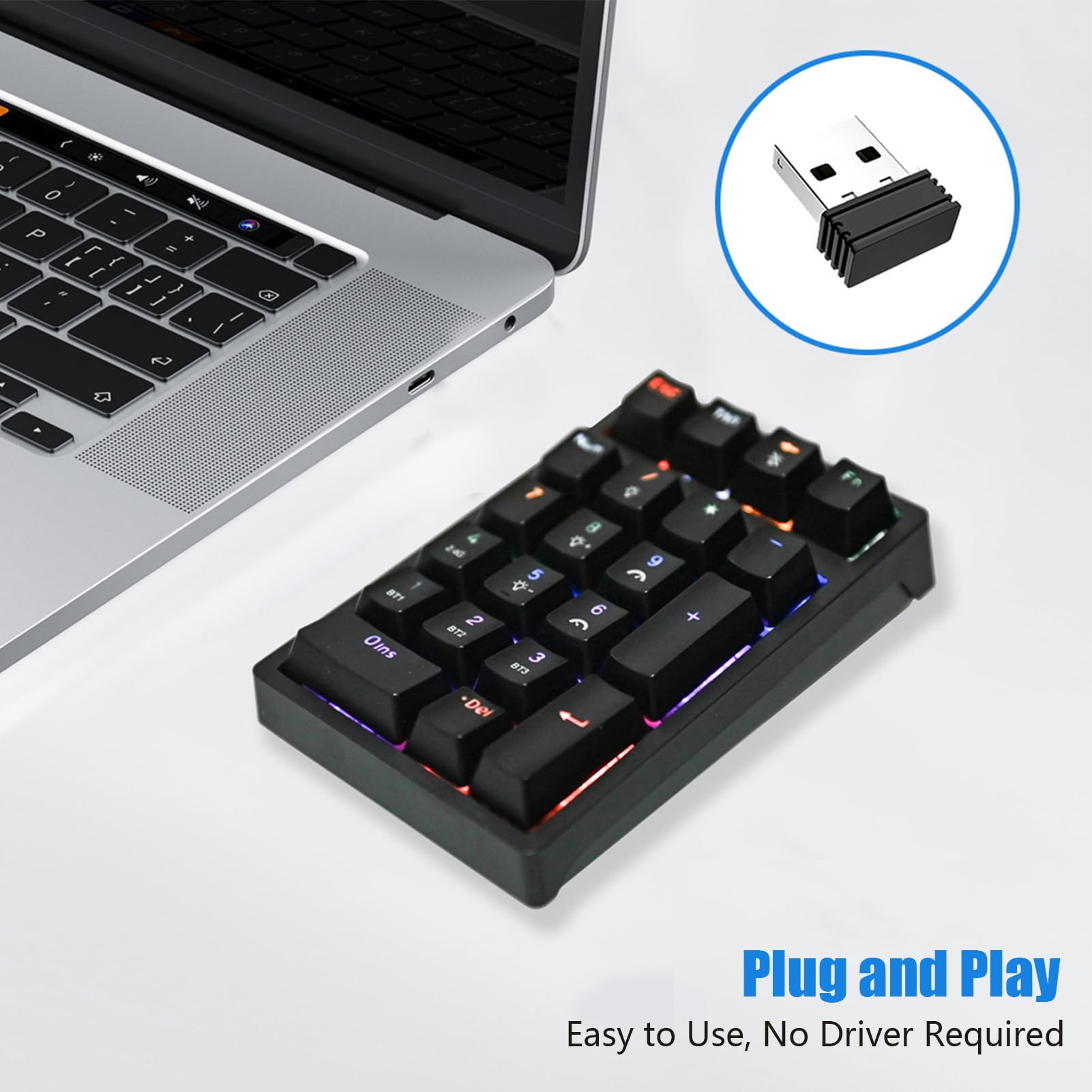 Tastierino Numerico Senza Fili Tastiera Meccanica Compatta con Porta USB | Tastierino Numerico Senza Fili Con 21 Tasti Meccanici Adatto Per La Contabilità Finanziaria E Per I Desktop I Computer I