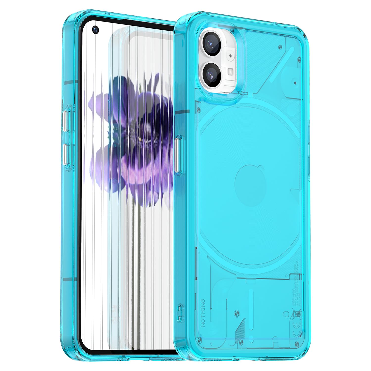 KOARWVC Clear Case for Nothing Phone 1, Soft TPU Shockproof Transparent Bumper Cover, Blue