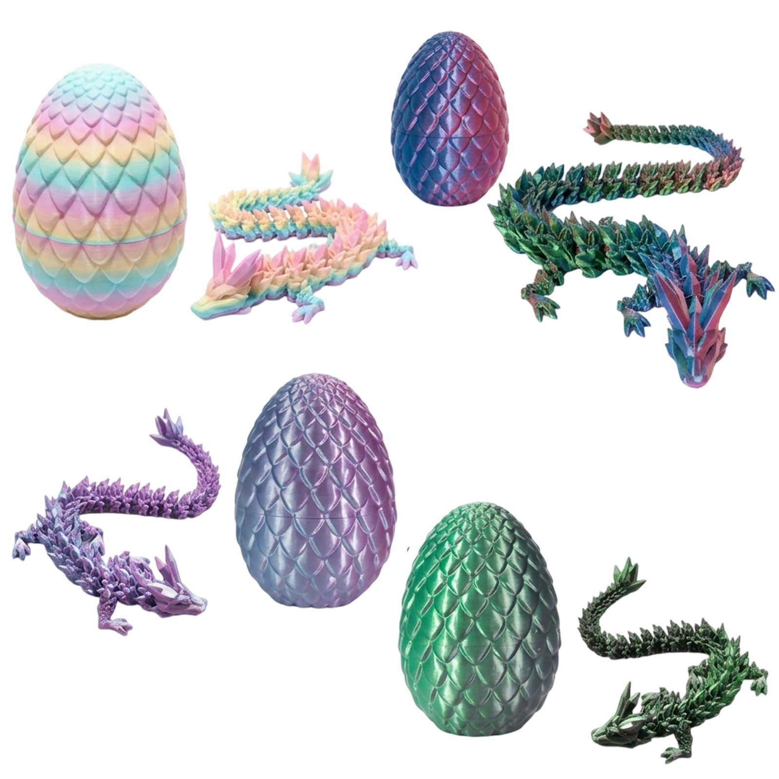 suction 3D Printed Dragon, Dragon Eggs Collection, Creative Desktop Display, Articulated Dragon Figures, Four Colour Varieties Rainbow Crayon Silk Multicolour