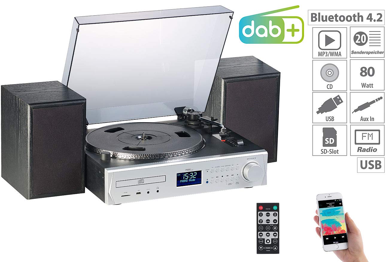 auvisio Plattenspieler/Digitalisierer, DAB+, CD, Bluetooth, Versandrückläufer