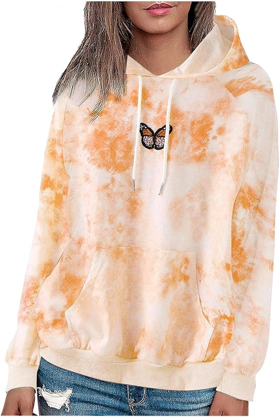 Amazon Co Jp パーカー レディース 長袖 Fulorrita 切り替え トレーナー 蝶プリント 可愛い トップス 春 秋 冬 女の子 タイダイ プルオーバー 大きいサイズ 暖かい スウェット ゆったり スポーツ 人気 安い スポーツ 韓国 通学通勤 普段着 ファッション