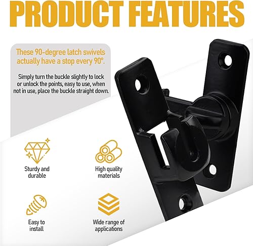 Miniatura 2 de Paquete de 2 pestillos para puerta de granero, cerradura de puerta corrediza de granero de 90180 grados, pestillo de puerta deslizante multiángulo