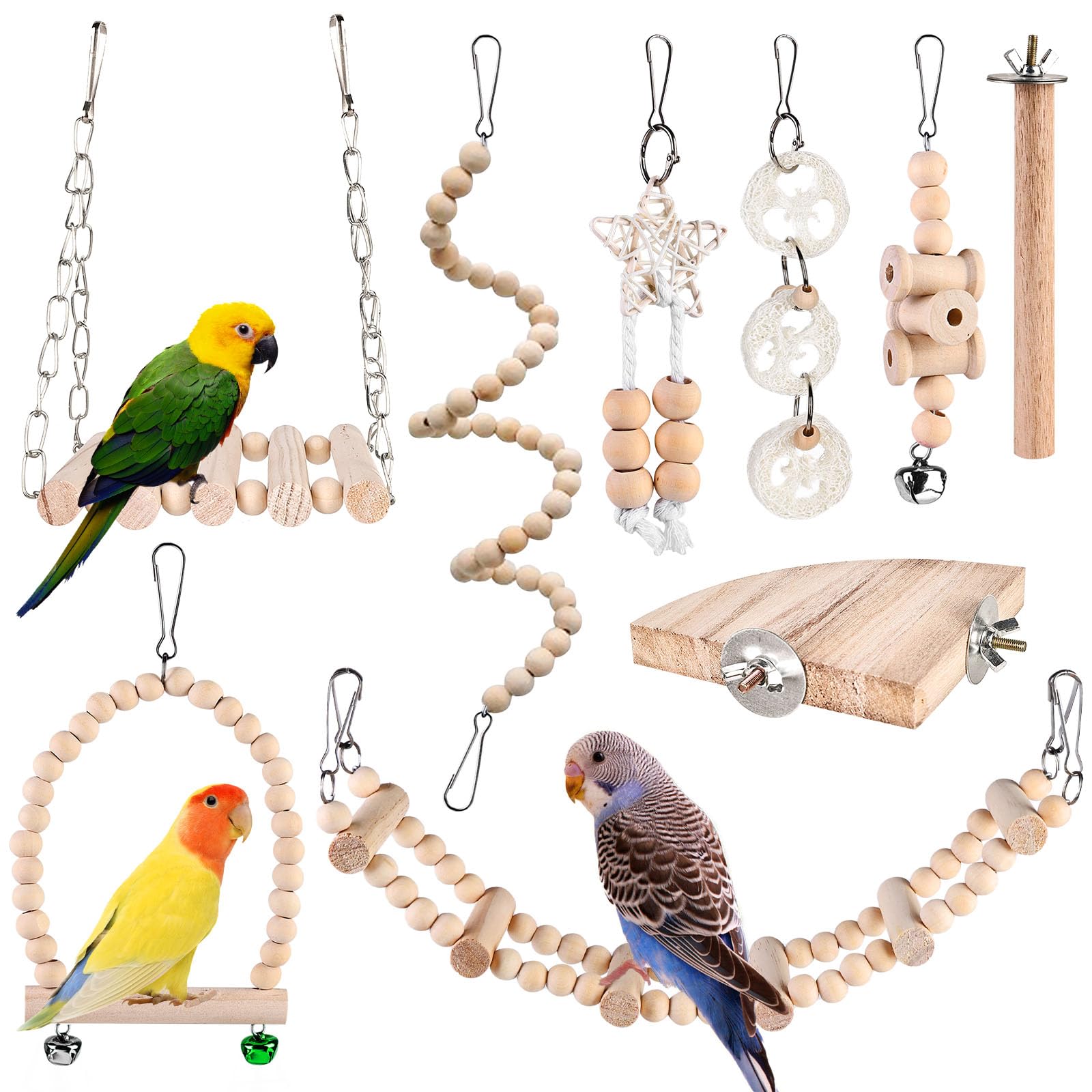 vegena lot de 9 jouets pour oiseaux