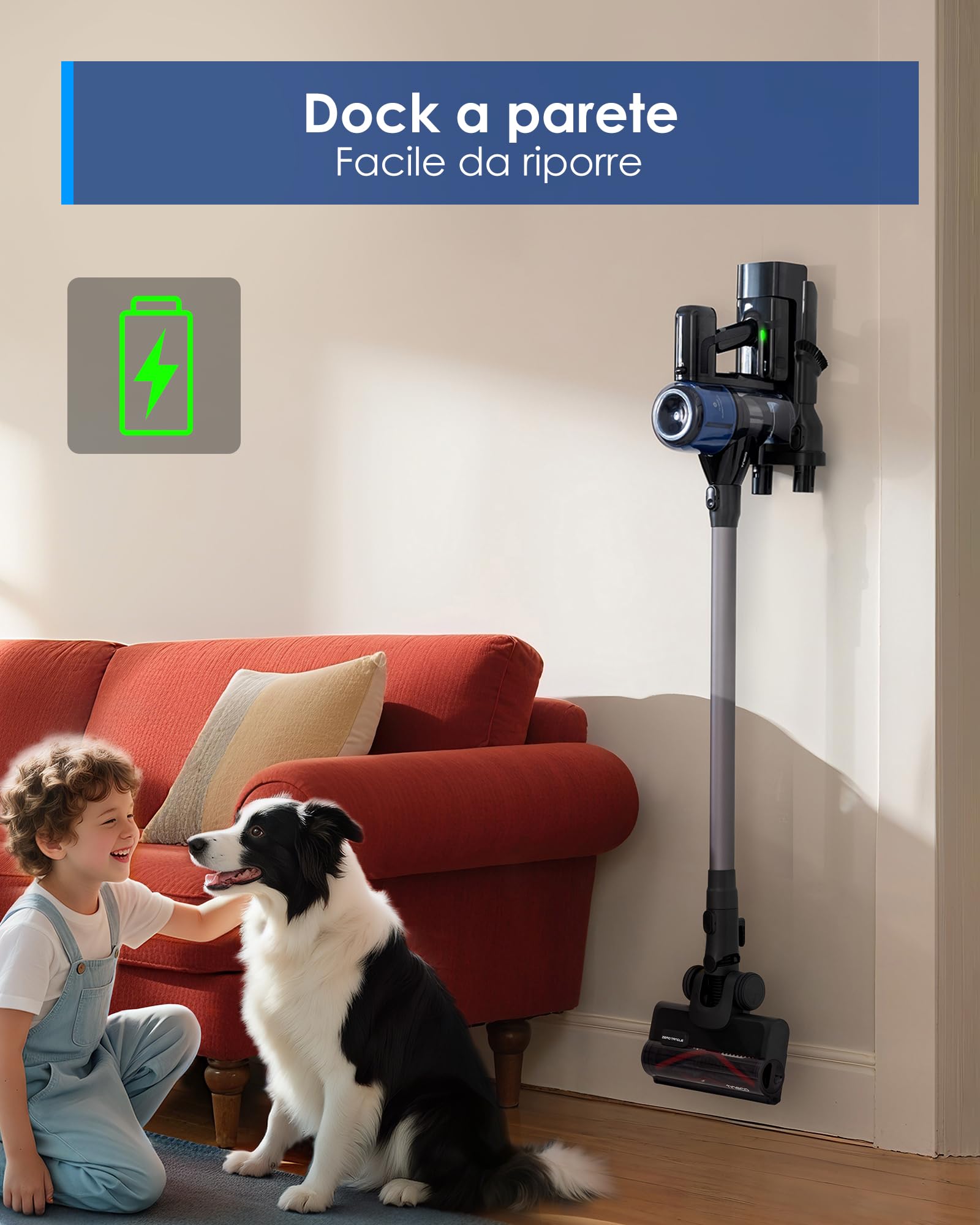 Tineco Pure One S30,Aspirapolvere Senza Fili,150AW,Spazzola ZeroTangle,Fino a 65 minuti di autonomia,Sistema di filtrazione a 6 stadi,Tecnologia PureCyclone,Dock a parete