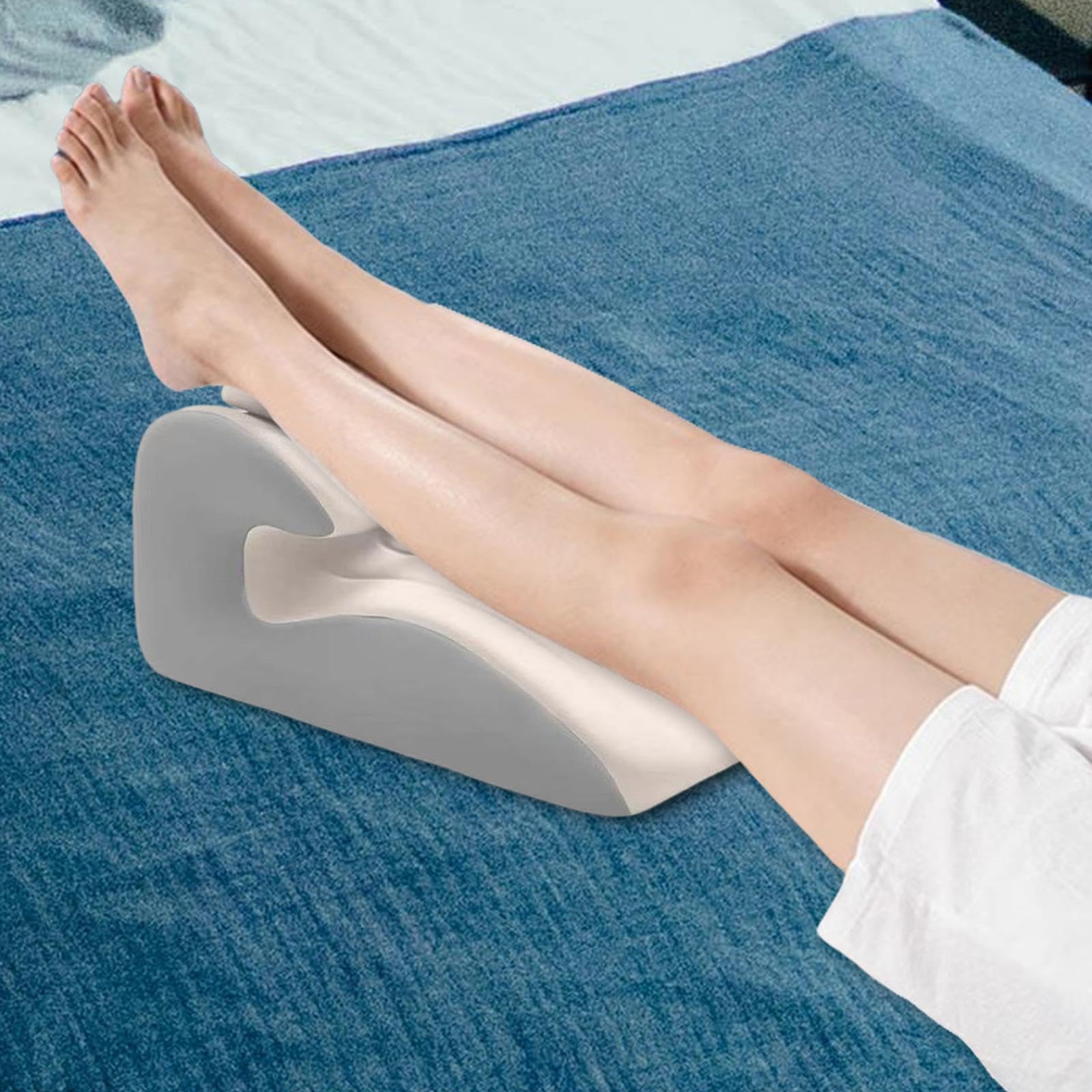 Almohada para Piernas Cojín Elevador de Pies Almohada Ortopédica Soporte para Cuello Estructura Ajustable Espuma Viscoelástica Adecuada para Oficina R, Beige Y Gris, tal como se describe