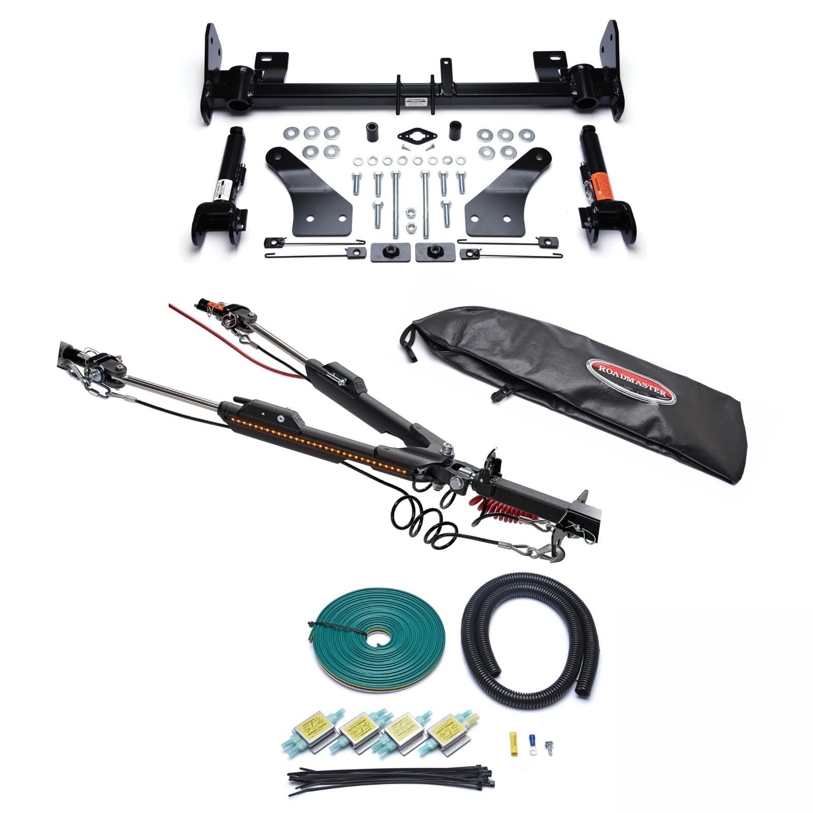 TrendsAuto Roadmaster Nighthawk Tow Bar and Baseplate Combo with Universal Economy Wiring Kit fits 2010-2017 Wrangler JK | Illuminates RV Lights |