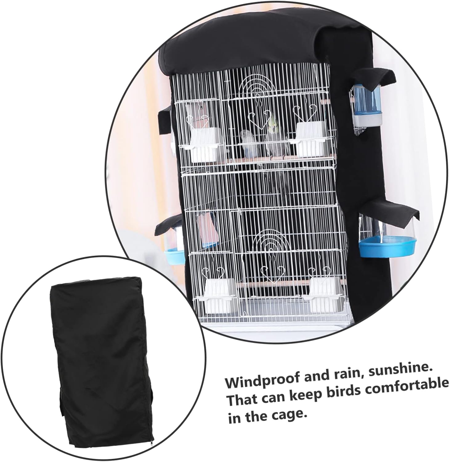 Birdcage Cover for Parrots Breathable Light Blocking Protection Tool Durable Cage Cover for Enhanced Sleep Cold Resistance Easy to Clean Machine Washable Black
