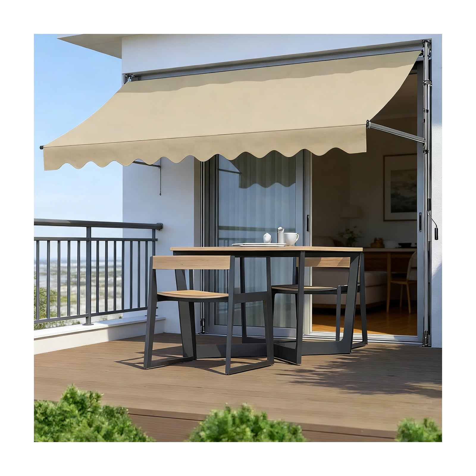 LWJSOCP Manual Retractable ning for Door Entrance & Patio - 157.5in Canopy with Crank Handle Perfect for Backyards & Balconies Weather-Resistant Sune.