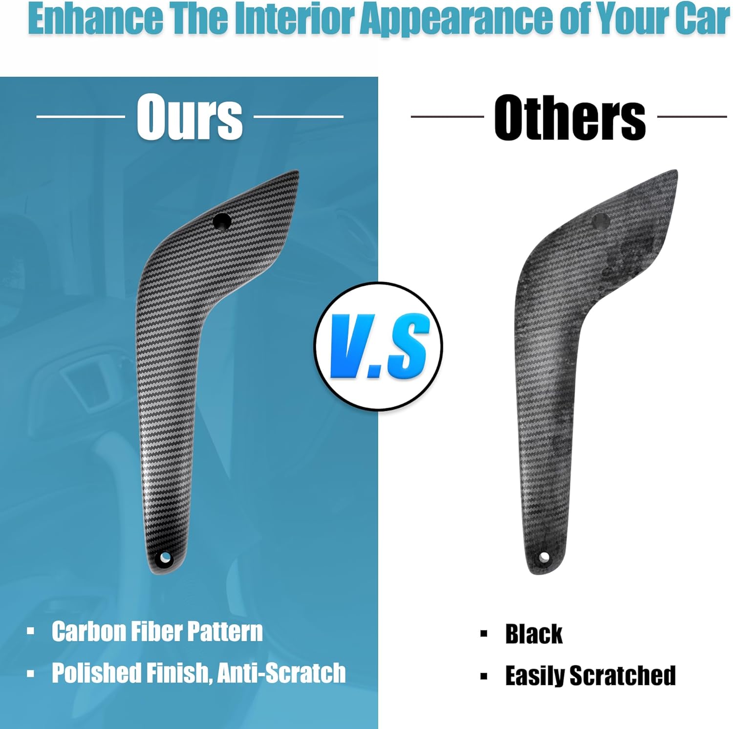 X AUTOHAUX Door Pull Handle for Ford Fiesta 2011-2020 Window Only Interior Door Left Driver Side Pull Handle Replacement Black Carbon Fiber