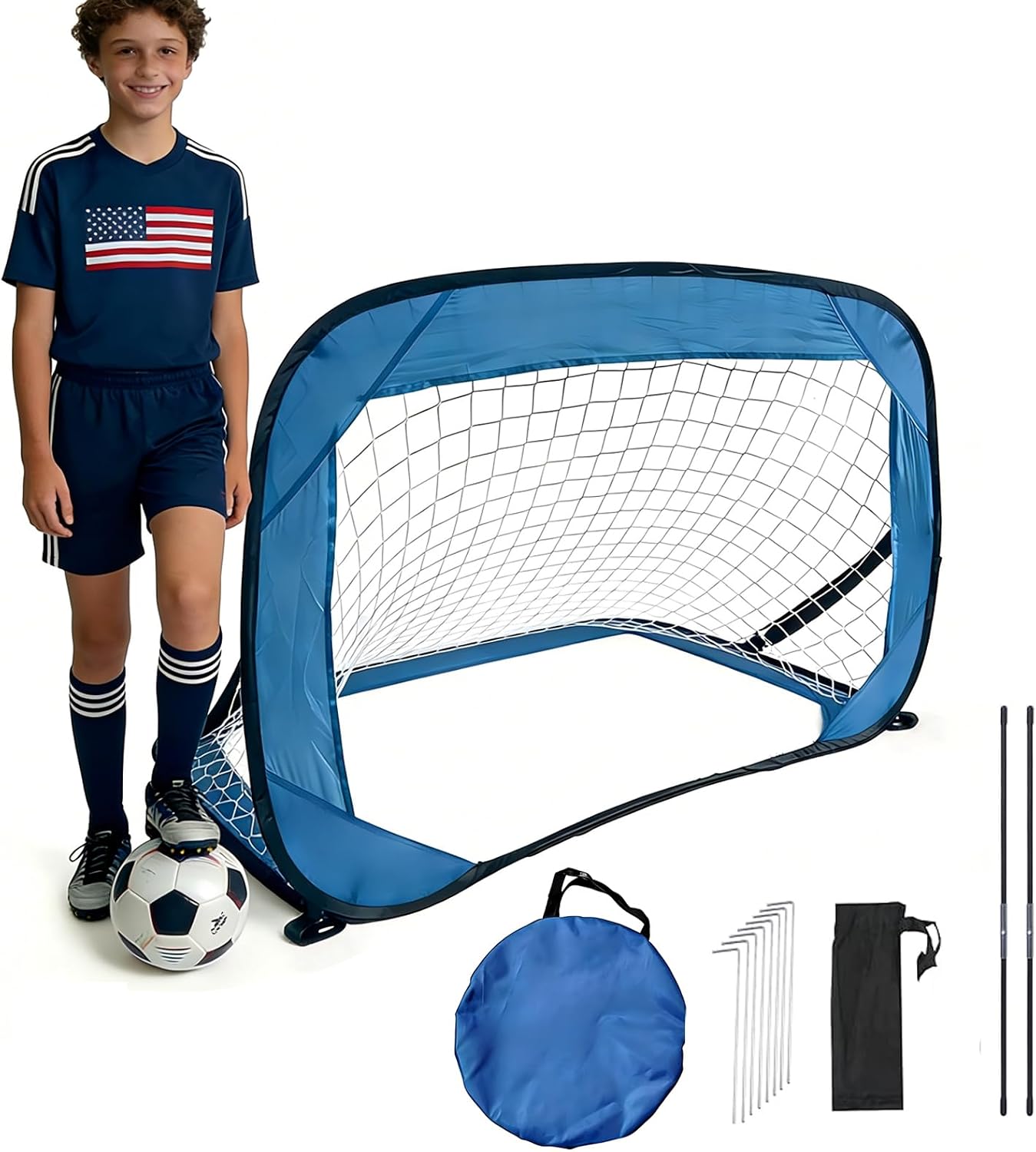 Pop-Up Soccer Goal-Portable Soccer Net for Training-Indoor or Outdoor Versions-Easy Assembly with Compact Carrying Bag-Great for Kids and Adults