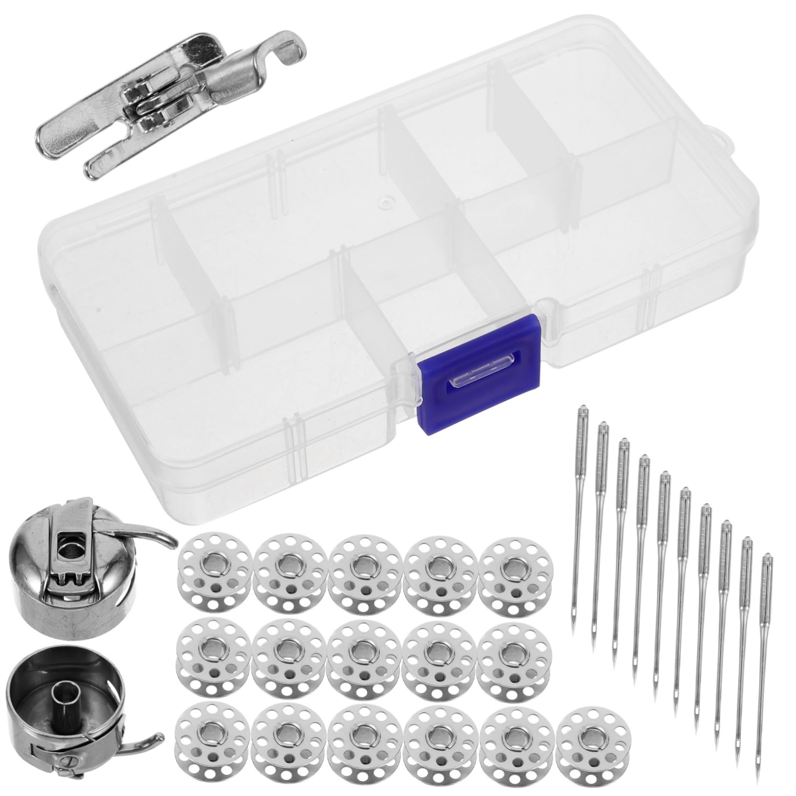 SHINEOFI 5sets Bobine Metalliche e Cassa per Macchina da Cucire Compatibile con La Maggior dei Modelli Accessori Professionali per Cucitura e Ricamo Pratici e Durevoli