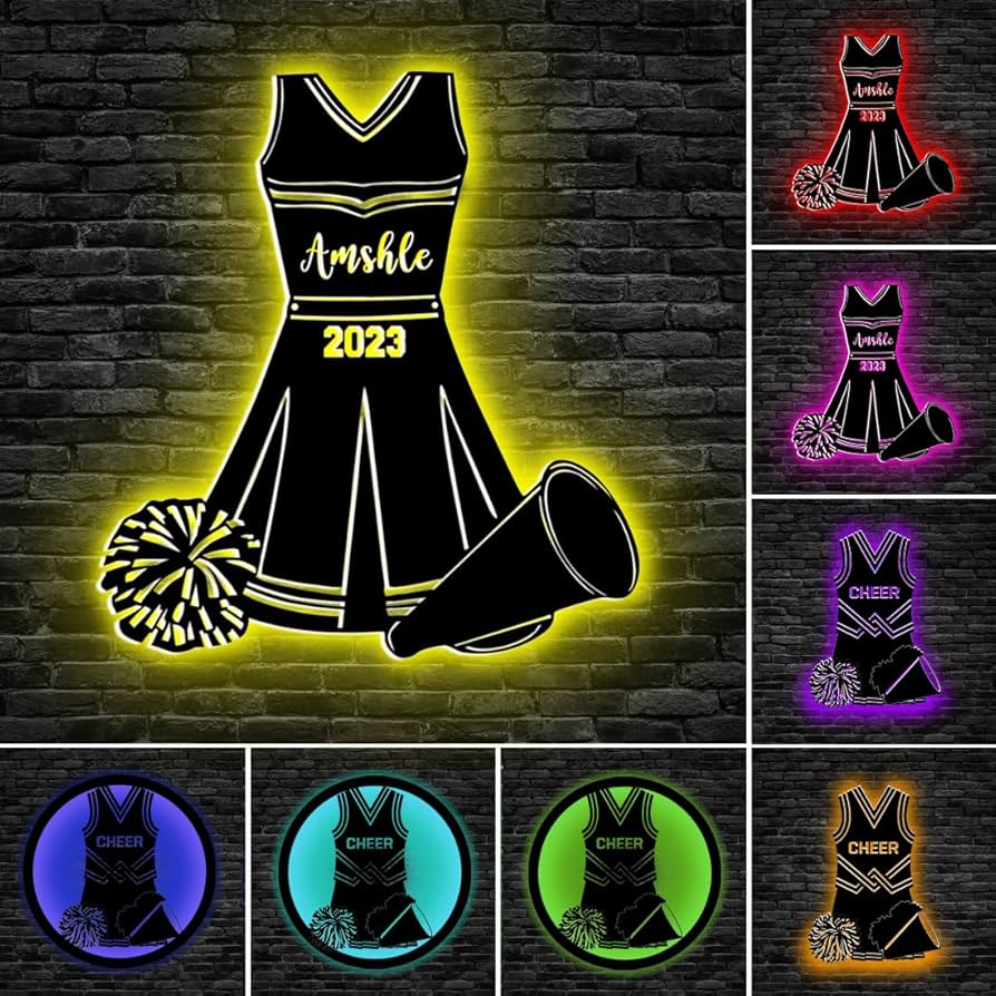 Personalized Cheerleader Jersey Neon Sign, Cheerleader Metal