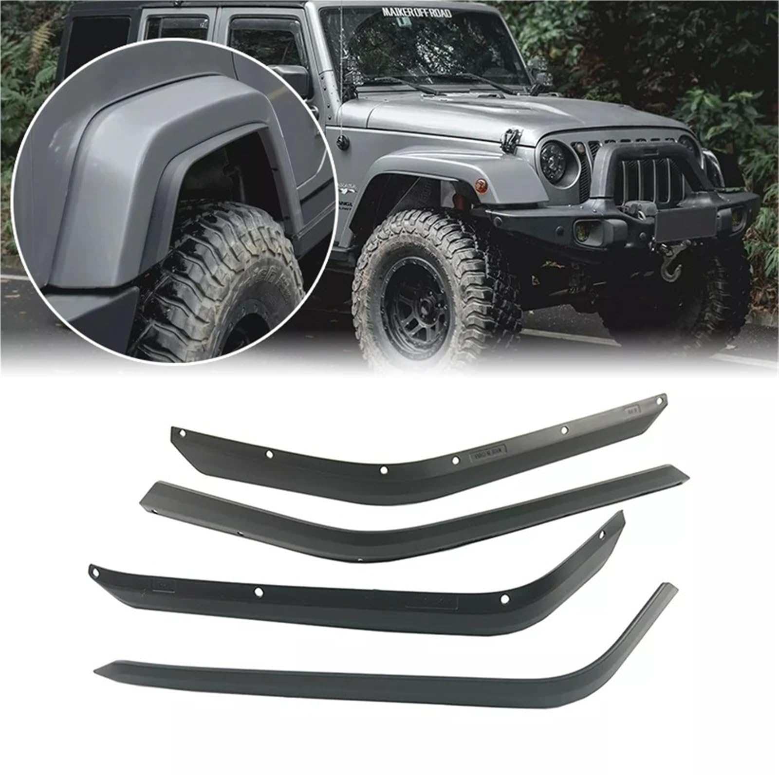 Passage Roue pour Jeep pour Wrangler JK JKU 2007-2017 4 Pièces Doublures De Garde-Boue Avant Et Arrière Extensions d'ailes Élargisseurs D'Aile