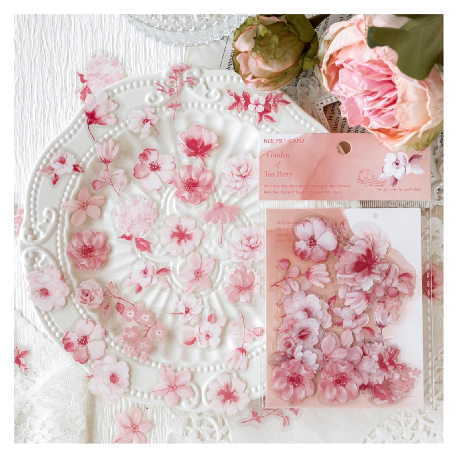 40 Adesivi Per Finestre Con Fiori Trasparenti In PET – Fai Da Te Per Scrapbooking, Diario, Album, Laptop E Regali Creativi - 2