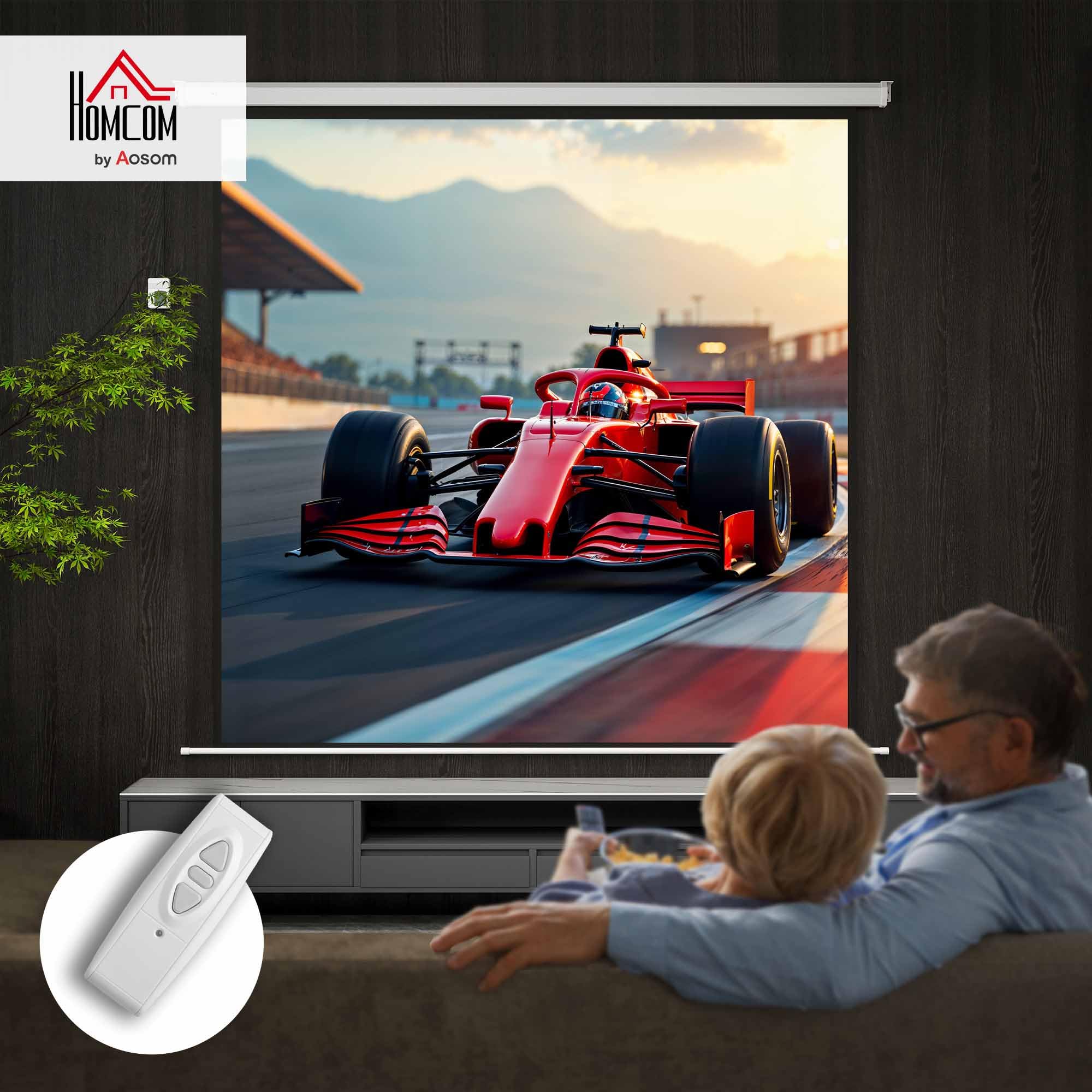 HOMCOM Écran vidéoprojecteur 120 Pouces 1:1 4K HD Blanc