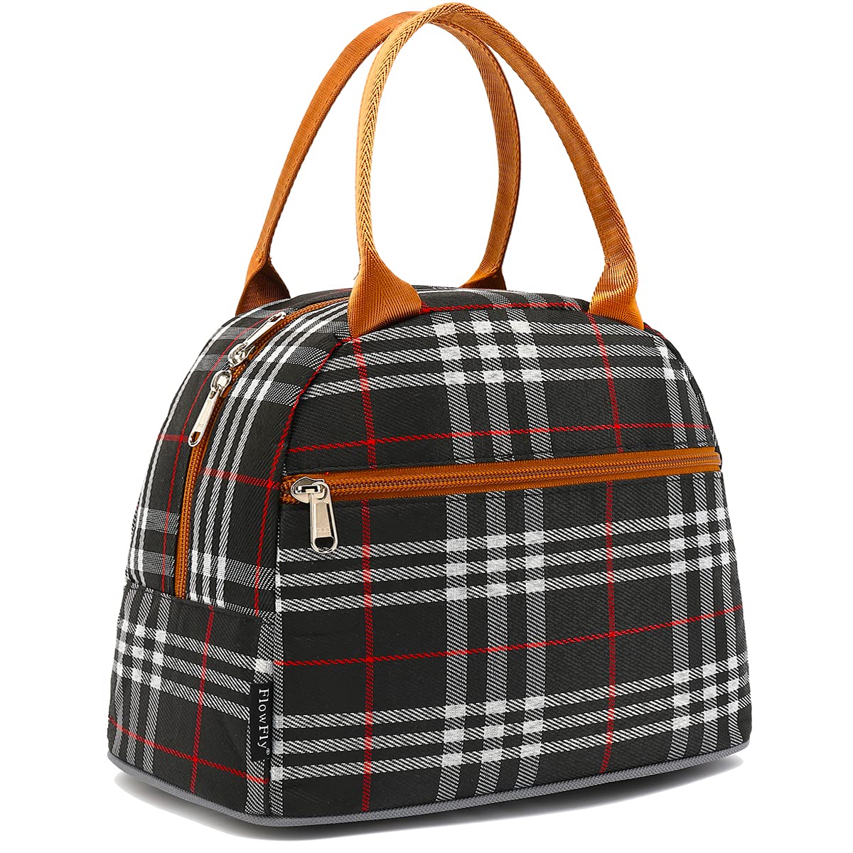 FlowFly Insulated Reusable Lunch Bag Adult Large Lunch Box Lunch Tote for Women and Men,With Front Pocket,W&B - W&B