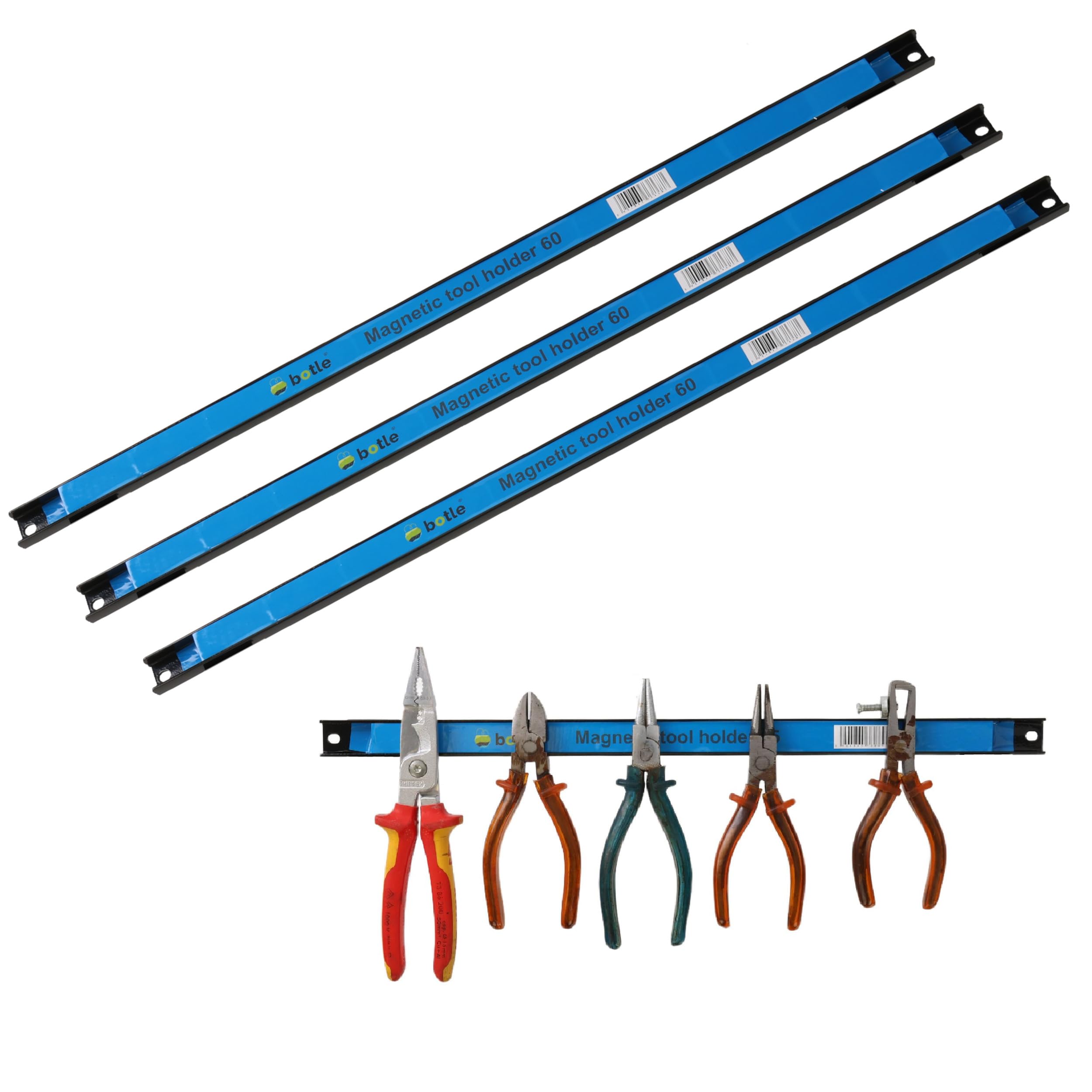 Magnetische Werkzeugleiste – 60 cm Schwarz, 3er Set, Befestigungsmaterial inklusive