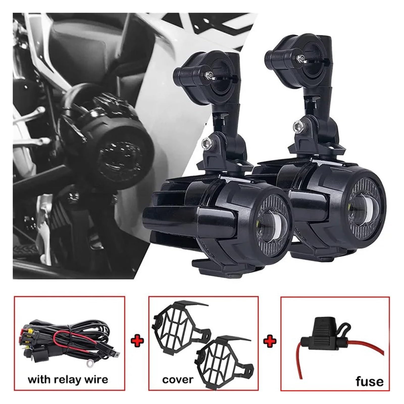 Faretti LED Moto Aggiornamento Lampada Più Luminosa Per BMW R1200GS F800GS F700GS F650 K1600 Moto Fendinebbia Luci Ausiliarie 40W 6000K Motociclo Fari(2piece light and wire)