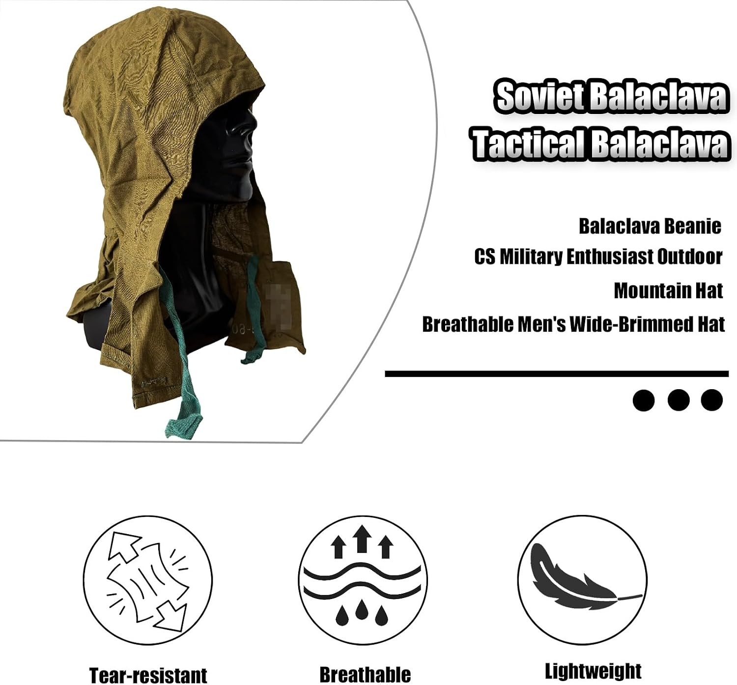 1988 CCCP (Soviet) Balaclava, Vintage Soviet Hat Balaclava Face Mask Waterproof and Breathable, for Hunting Hiking Safari