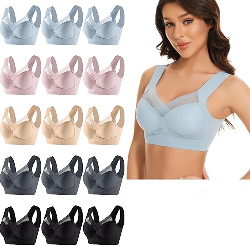 Miniatura 6 de anuyalue Wireless Bras for Women Full-Coverage Push Up Underwear for Small to Plus Size Everyday Wear 3 Pc Sports Bra