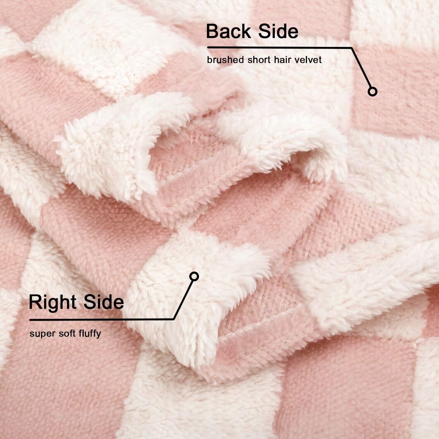 HOMRITAR 2 Pack Flannel Fleece Fluffy Fuzzy Blanket for Baby Cream + 3D Checkered Fleece Baby Blanket Pink 30 x 40 Inch