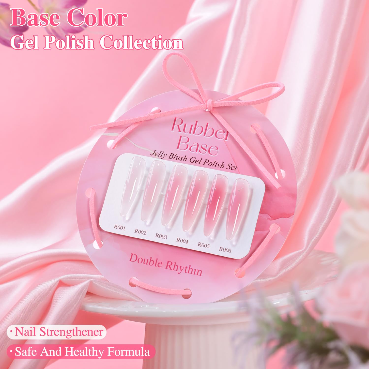 Rubber Base Gel Polish Set Nail Strengthener Builder Gel 6 x 15 mL
