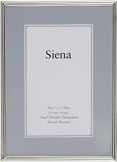 Siena Slim Grooved Silver Picture Frame, Tarnish Resistant Finish, Perfect Photo Frame for any End Table, Credenza, Shelf, or Nightstand, Silver 5x7