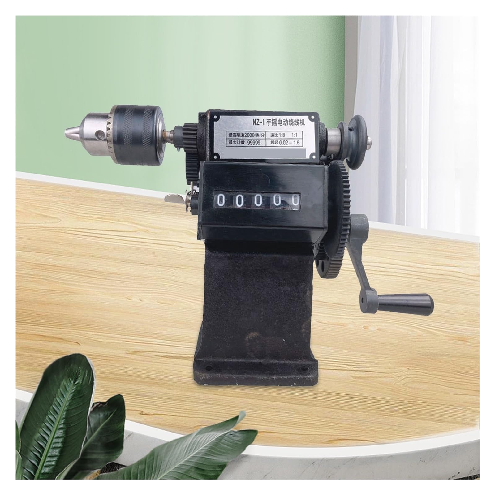 Manuelle Wickelmaschine, 0-99999S Zählbereich, Handwickelmaschine mit 1,5-13mm Spannfutter, Zählwicklerzähler Breite Anwendung(Model2)