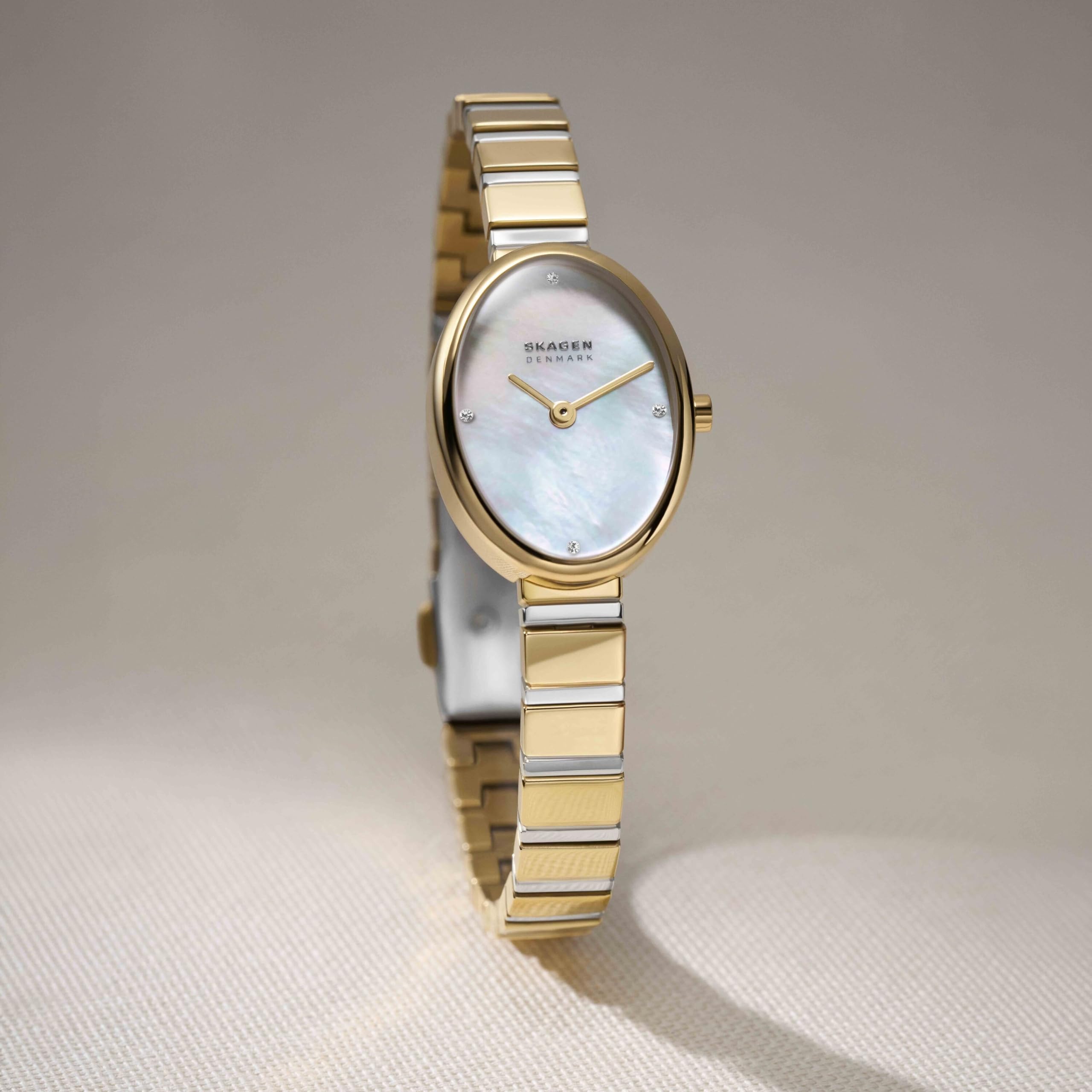 Skagen Anita Oval Reloj para Mujer de Acero Inoxidable Color Dorado de 20MM, SKW3183