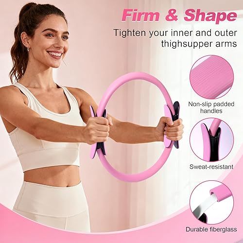 Miniatura 2 de Kit de pilates de 14 piezas, kit esencial de pilates para mujeres, equipo de pilates para el hogar con anillo de bola circular de yoga, 5 bandas de