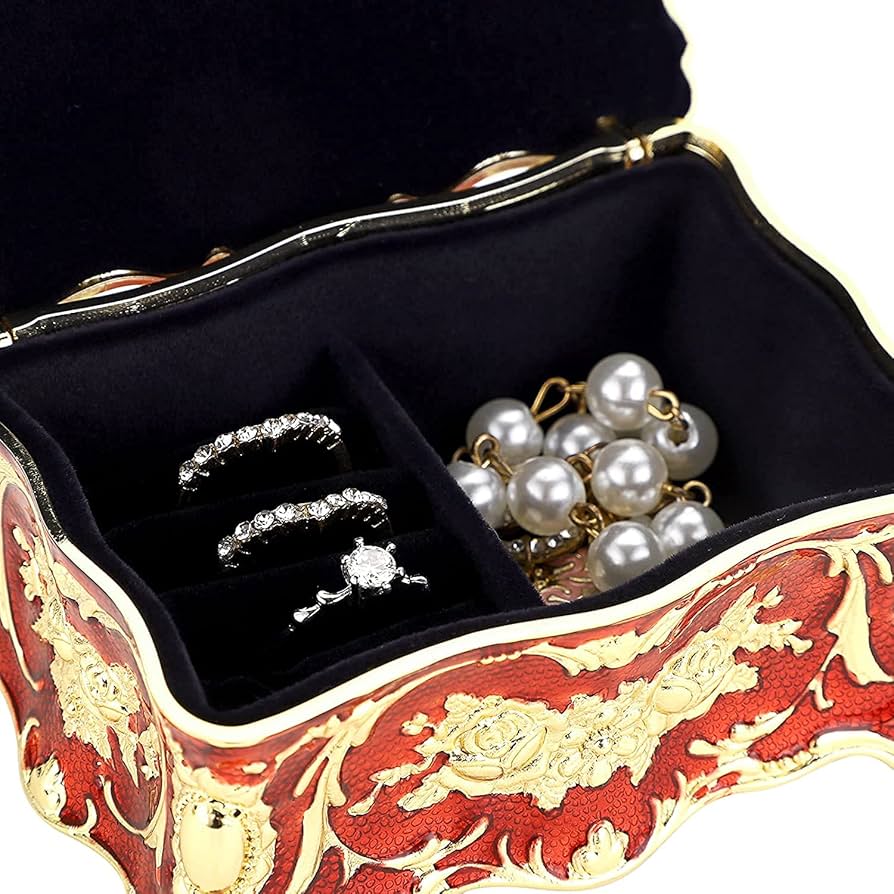 * vintage Jewelry box ✵ * 硝子の ジュエリーボックス Vintage Jewellery Box,Jewelry Treasure Box,Vintage Metal