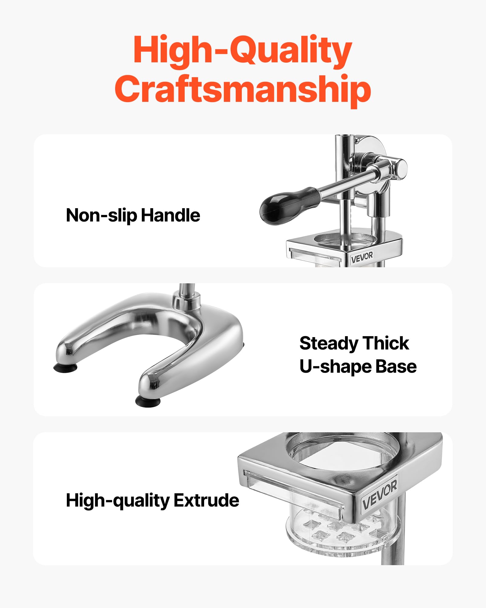 VEVOR Super long French Fry Squeezer, Commercial Fried Potato Strips Maker, Extra Long Japanese Style French Fries Maker with Pull-out Extruder, Manual Mashed Potato Extruder for Food Truck, Kitchen