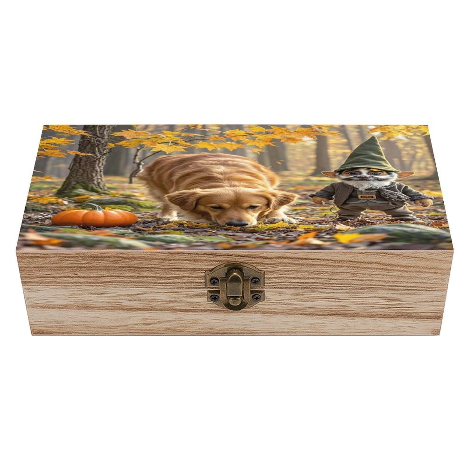 LZQPOEAS Pumpkins And Maple Leaves Wooden Box Storage Space to Organize Jewelry in A Beautiful Small Storage Box Decorative Card Boxes Memory Treasure Boxes for Crafts And Photo Storage