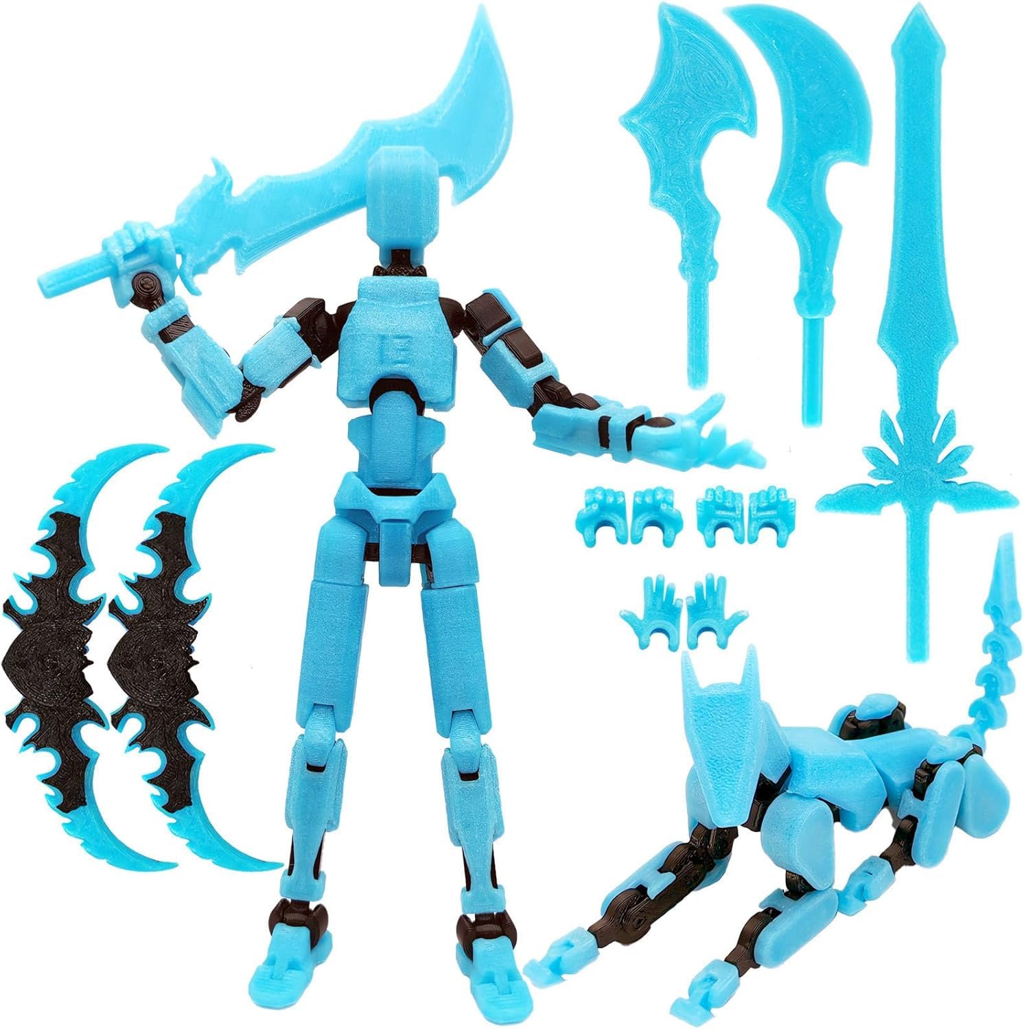 Starnearby Titan 13 Action Figures (Grow in The Dark Blue) T13 3D Action Figure Set Already Assembled Dummy Robot Nova 13 Printed Multi-Jointed Movable Toy for Gift Collectors
