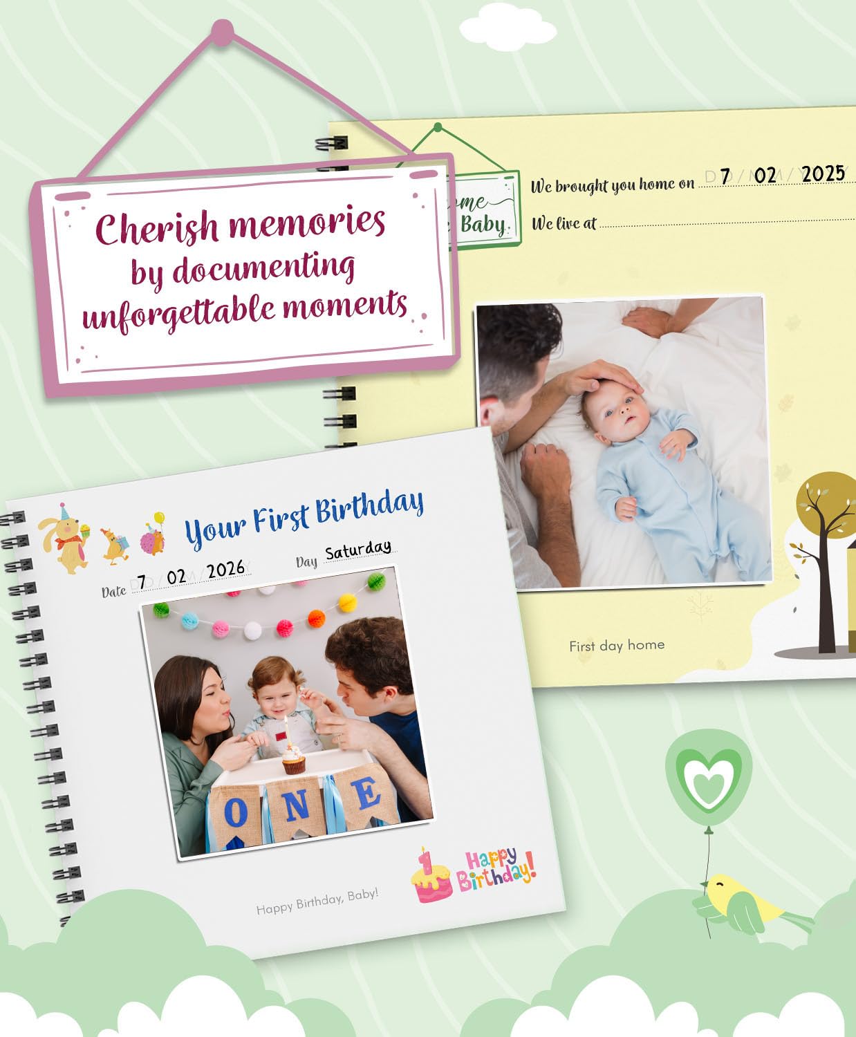 Baby Record Book - Premium Journal for Milestones & Memories with Photo Album for 0-5 Years Baby Girl/Boy | 56 Pages | Best Gift for Pregnancy, Baby Shower Party, New Born & New Parents 2