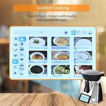 Automatic Cooking Machine, 1500w Smart Electric Cooking Robot with 7 Inch Tft Screen, App Recipes, 17 Functions, 37-160℃ Adjustment, No Cooking Fumes, Automatic Rotating Cooking Pot