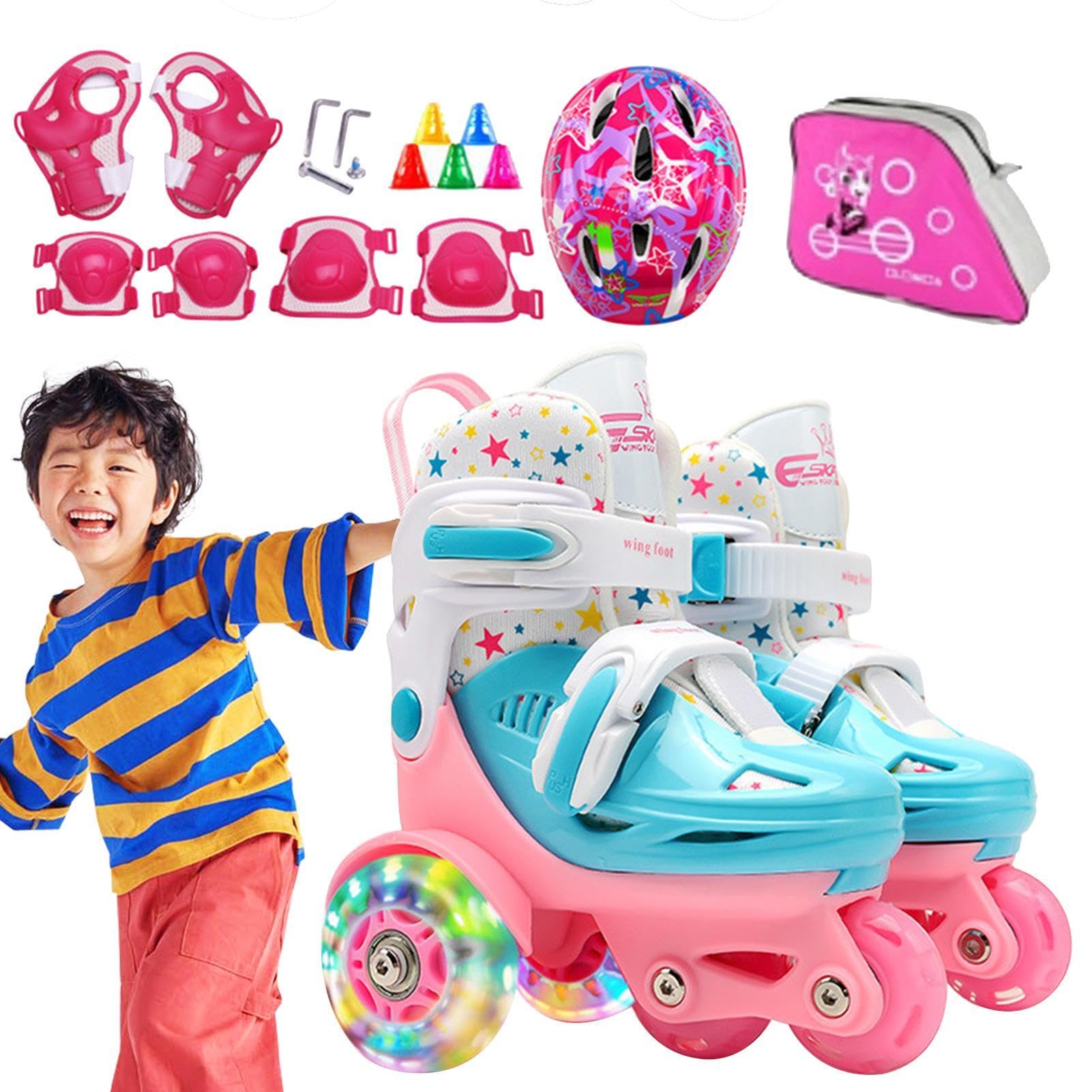 Pattini a Rotelle per i Bambini Ruote Luminose Età 3-8 Anni | Equilibrio Borsa da Trasporto dei Pattini da , Pista di Pattinaggio e Palestra