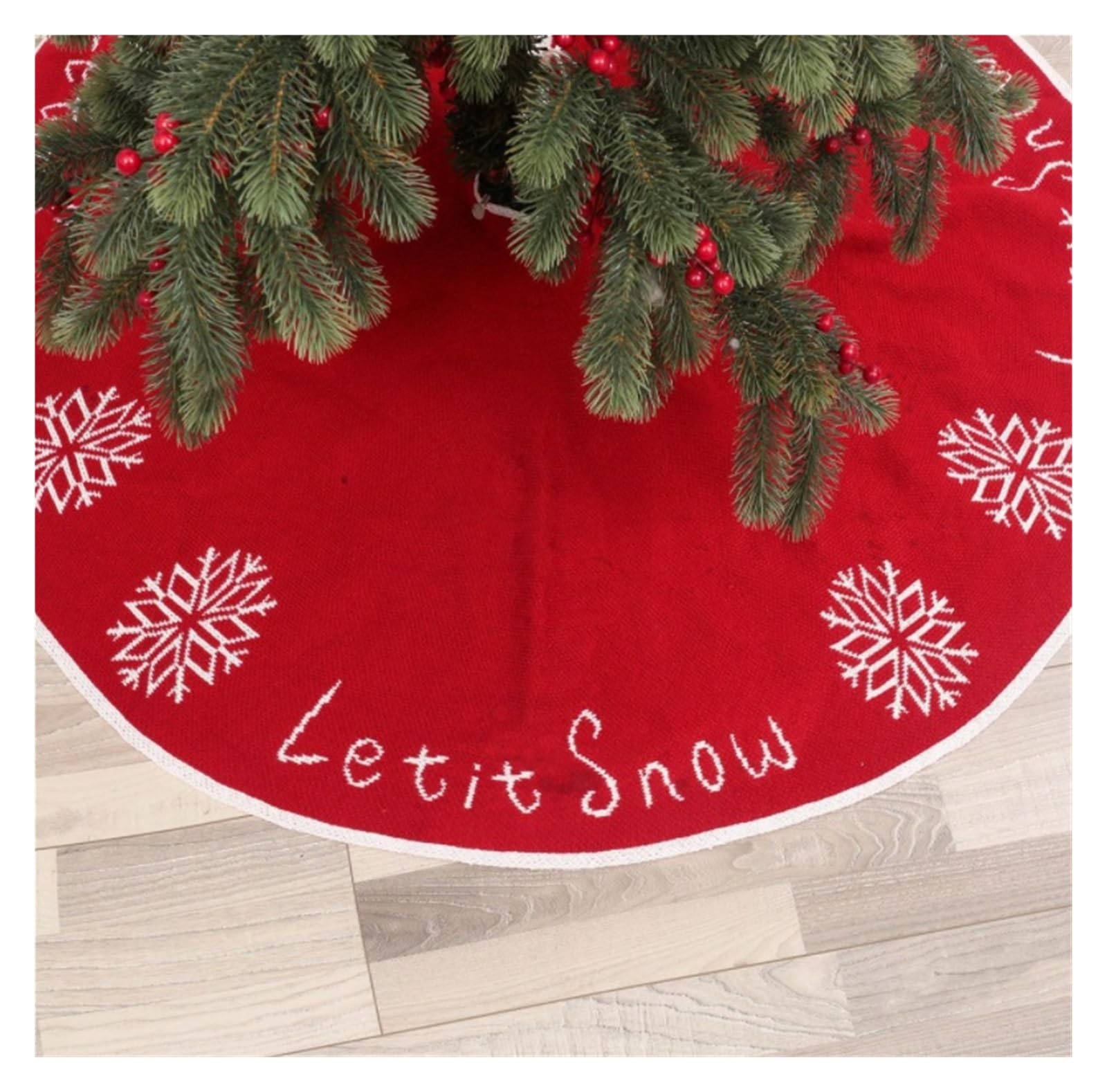 Tappeto sottostante Decorazione per albero di Nata Gonna for albero di Natale da 48 pollici con motivo a fiocco di neve for decorazioni natalizie e feste