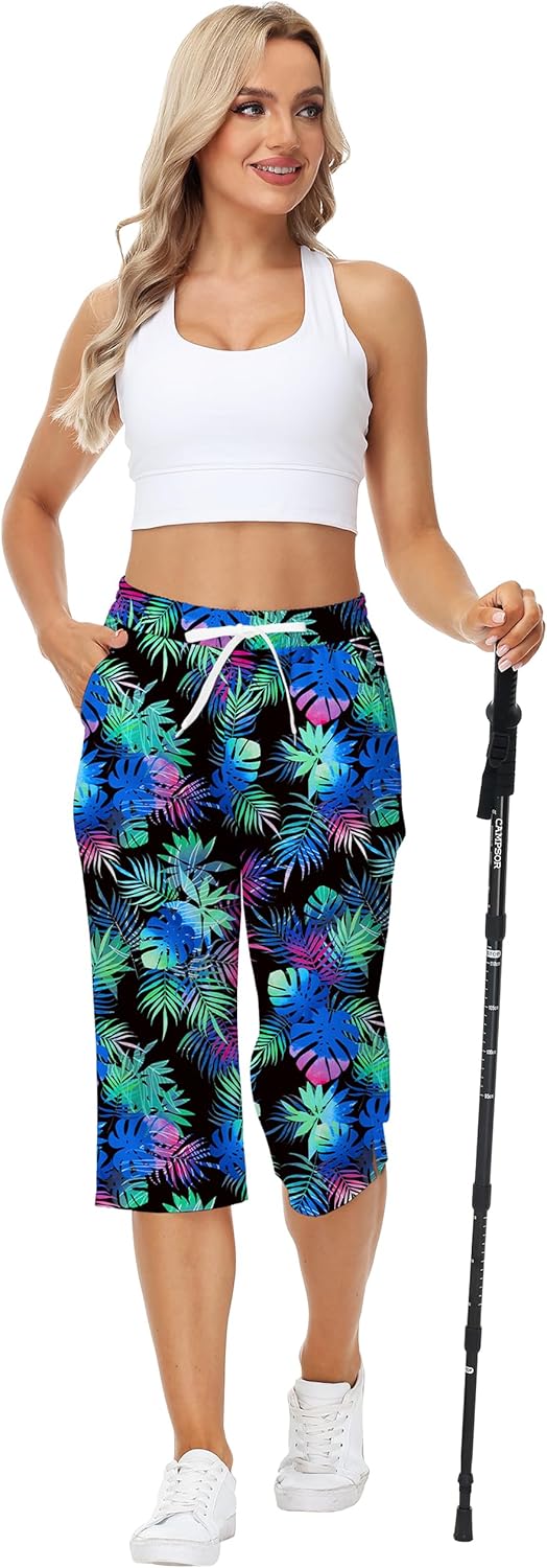 Deerose Women Capris Pants Quick Dry Beach Swimming Pants with Pockets - Image 2