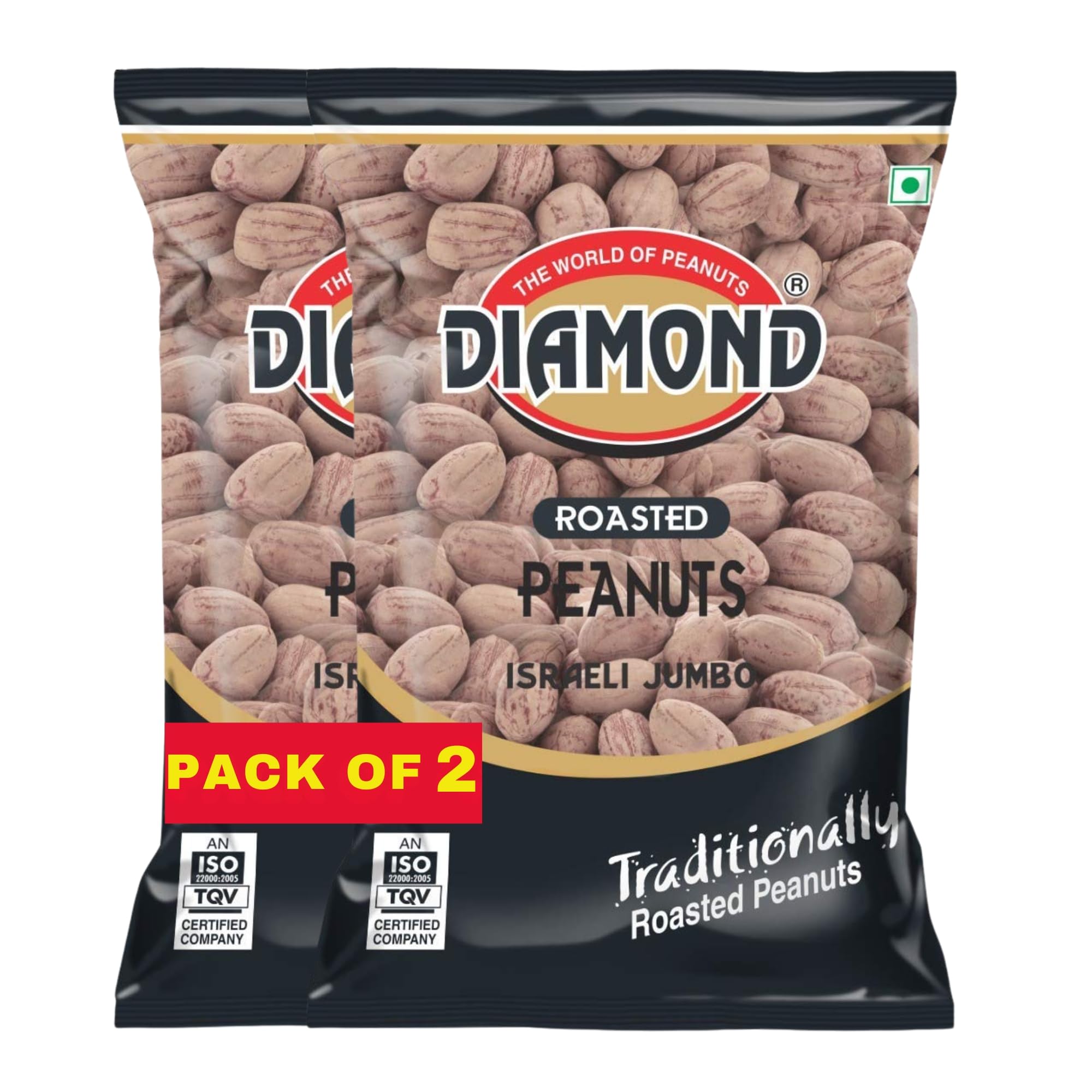 Diamond Sing - Israeli Jumbo Roasted Peanut with Husk - 180 Gms | High Protein - Gluten Free Mungfali | Vacuum Packed Salted Singdana (Pack of 4) 180 Gram Each