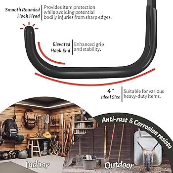 SunVFaFa Garage Hooks 4 Inch, 6 Pack Heavy Duty Wall Hooks