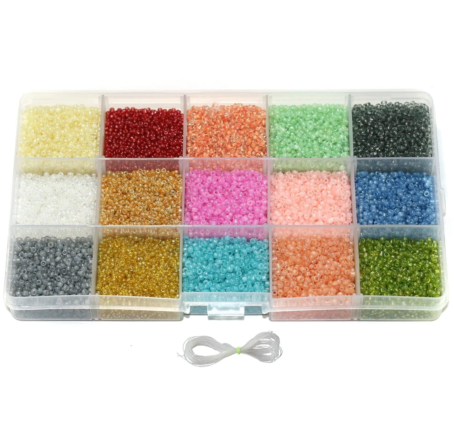 Beadsnfashion Multicolor Colors Glass Seed Beads with Beads Storage Box for DIY Jewellery Making, Beading, Embroidery and Art & Crafts Fir Girls and Kid (Design II)