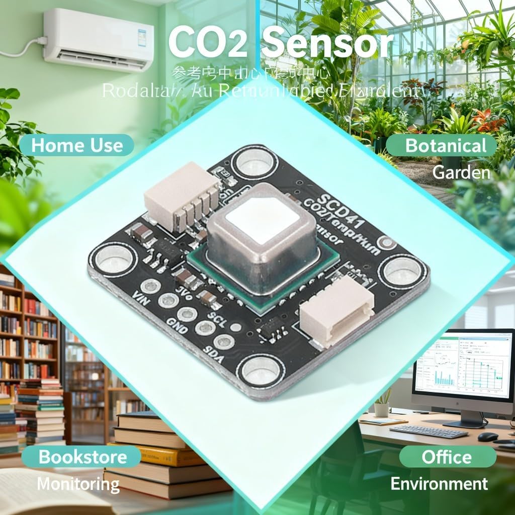 CO2 Sensor Module, Carbon Dioxide Concentration Sensor, 400-2000ppm – I2C Digital Interface, Temperature & Humidity Detection, Co2 and Gas Detector for Indoor Air Quality