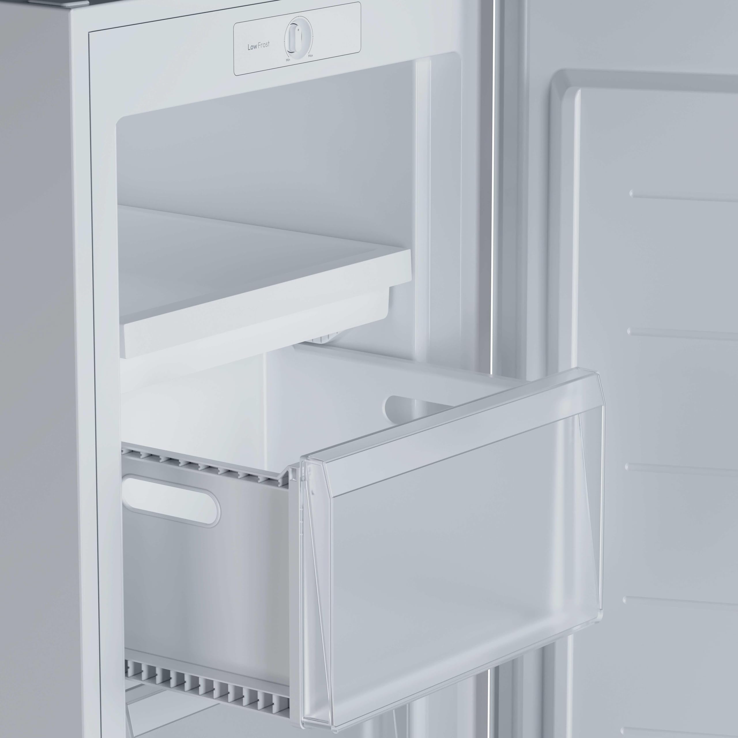 Candy Up Freezer 300 CNUQ2L513EW, congelatore verticale, larghezza 55 cm, 169 l, 3 cassetti, controllo meccanico della temperatura, gambe regolabili, illuminazione interna a LED, maniglia esterna, 37